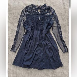 FREE PEOPLE Vintage Lace Romantic Embroidered Victorian Write about Love Dress